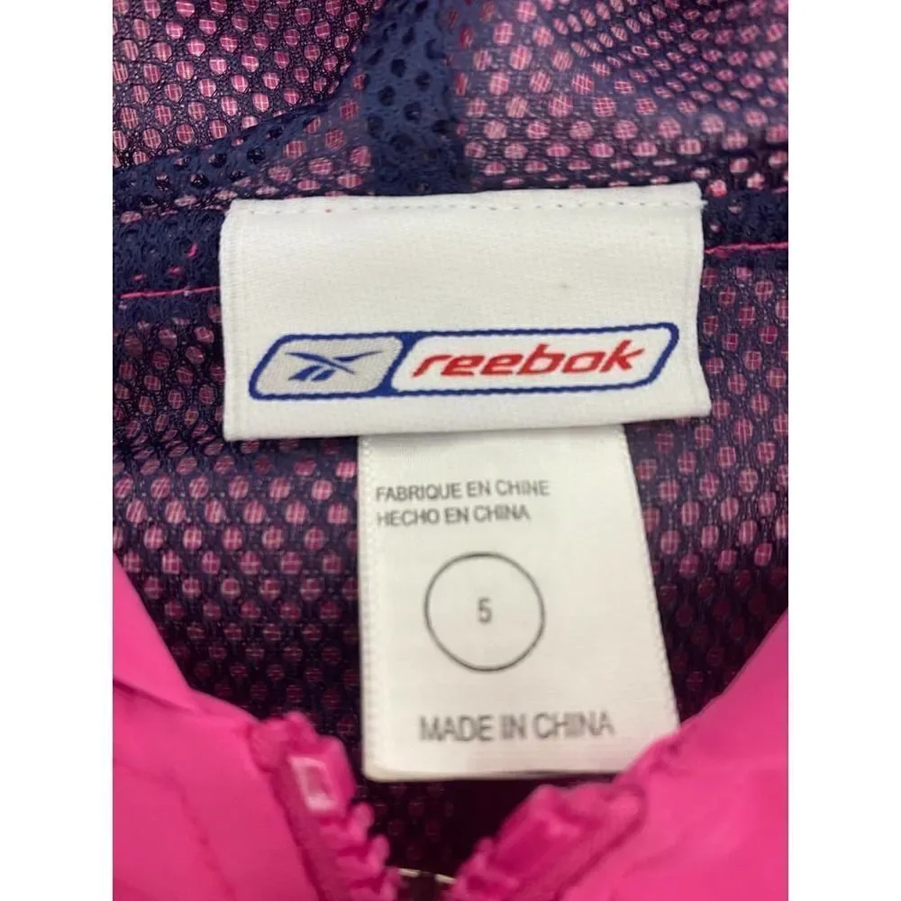 Vintage Reebok Y2K Waterproof Jacket Pink Blue Rain Athletic - Size 5 Kids